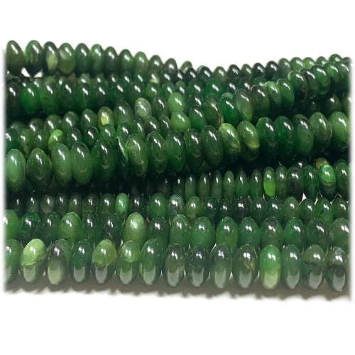 Natural Genuine Russia Dark Green Jade Loose Gemstone Rondelle Jewelry Necklaces Bracelets Beads 08247