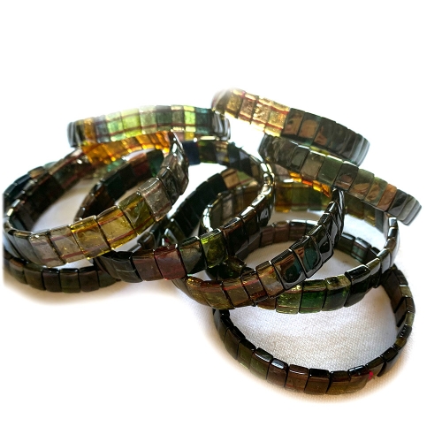Natural Genuine Tourmaline Bracelet Bracelets Flat Rectangle beads 08272
