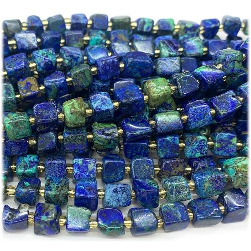 Real Natural Genuine Blue Azurite Free Form Cube Loose Jewerly Making Beads 08284