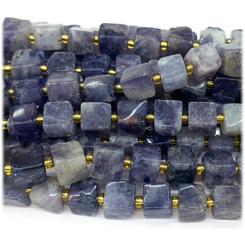 Real Natural Genuine Purple Iolite Free Form Cube Loose Jewerly Making Beads 08287