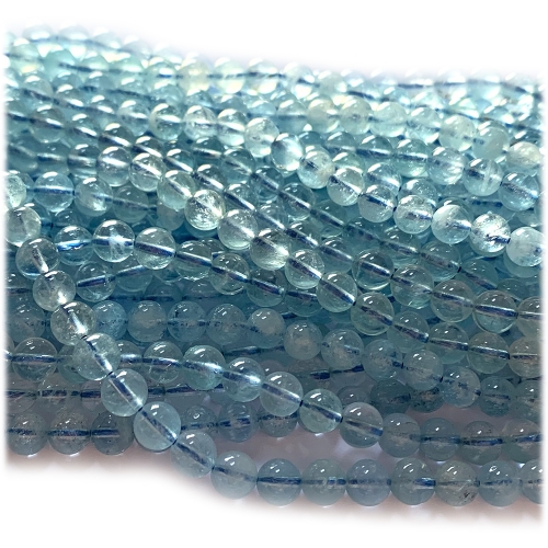 15.5" Veemake Natural Genuine Clear Blue Green Aquamarine Round Loose Gemstone Jewelry Beads  Necklaces Bracelets 08255