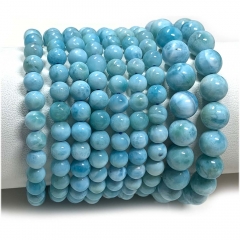 High Quality Natural Genuine Blue Larimar Bracelet Bracelets Round Loose Beads 08054