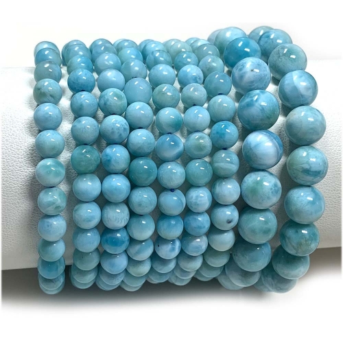 High Quality Natural Genuine Blue Larimar Bracelet Bracelets Round Loose Beads 08054