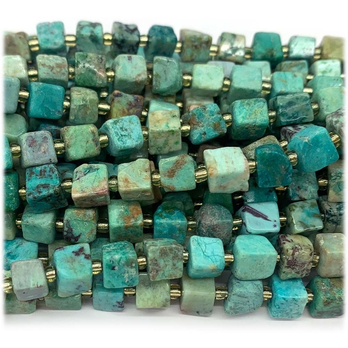 Real Natural Genuine Blue Turquoise Free Form Cube Loose Jewerly Making Beads 08283