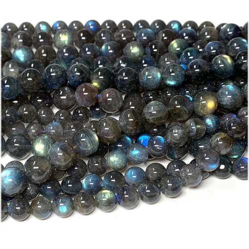Veemake High Quality Genuine Natural Gray Blue Labradorite Necklaces Bracelets Round Loose Beads Jewelry Making  08109