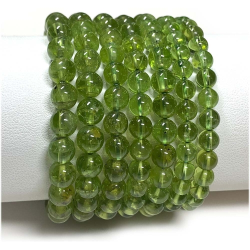 High Quality Natural Genuine Clear Green Peridot Bracelet Bracelets Round Loose Beads 08055