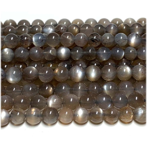 AAA High Quality Real Genuine Natural Gray Black Gold Sunstone  flash light Round Loose Gemstone Ball Beads 15.5" 08085