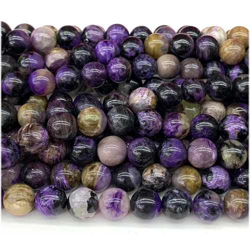 Wholesale Natural Genuine Purple Charoite Round Loose Necklace Bracelet Beads 08130