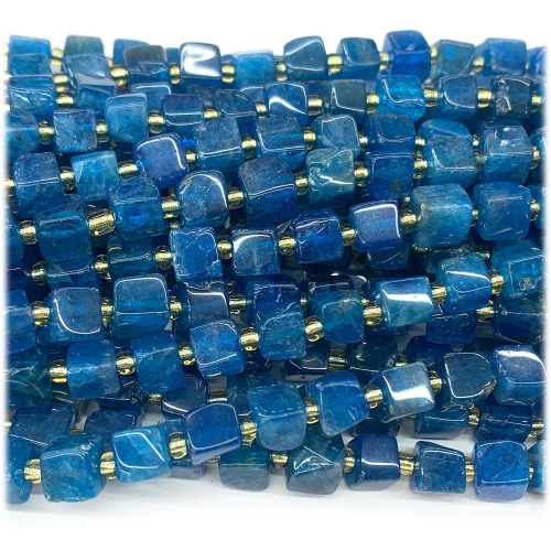 Real Natural Genuine Blue Apatite Free Form Cube Loose Jewerly Making Beads 08288
