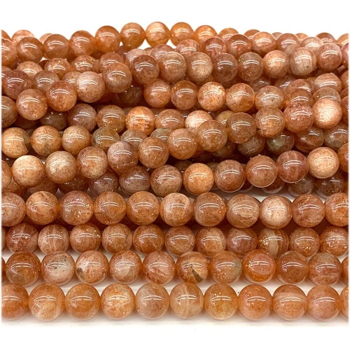 Wholesale Real Genuine Natural Gold Orange Sanidine Sunstone Round Loose Gemstone Ball DIY Necklaces or Bracelets Beads 08123