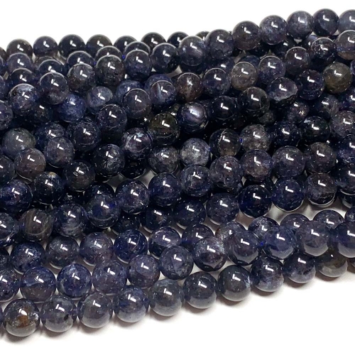 Natural Genuine Blue Purple Iolite Round Loose Gemstone Stone Beads Jewelry Design Necklace Bracelets 08104
