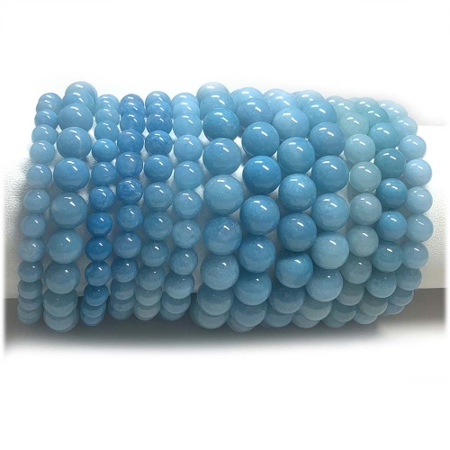 Veemake High Quality Natural Genuine Blue Montebrasite Bracelet Necklace Round Loose Beads 08265