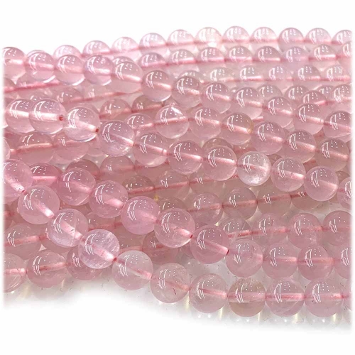 High Quality Genuine Natural Mozambique Clear Pink Crystal Star Light Rose Quartz Semi-precious stones Round Loose Beads 15.5" 08216