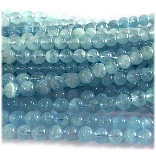 15.5" Veemake Natural Genuine Clear Blue Green Aquamarine Round Loose Gemstone Jewelry Beads  Necklaces Bracelets 08264