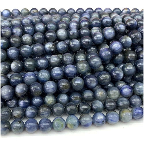 16" Natural Genuine Blue Kyanite Round Loose Gemstone Jewelry Necklaces Bracelets Gemstones Beads 08127