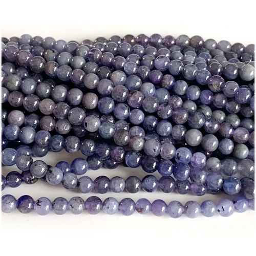 16” Veemake Natural Genuine Purple Blue Tanzanite Round Loose Gemstone Jewelry Beads Making Necklaces Bracelets  08078