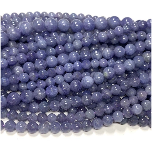 16” Veemake Natural Genuine Purple Blue Tanzanite Round Loose Gemstone Jewelry Beads Making Necklaces Bracelets  08112