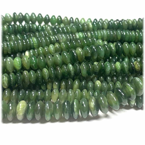 Natural Genuine Russia Dark Green Jade Loose Gemstone Rondelle Jewelry Necklaces Bracelets Beads 08245