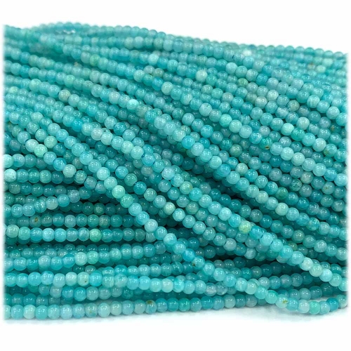 Natural Genuine Russia Green Blue Amazonite Round Jewellery Loose Necklace or bracelet Small Beads 2mm 08294