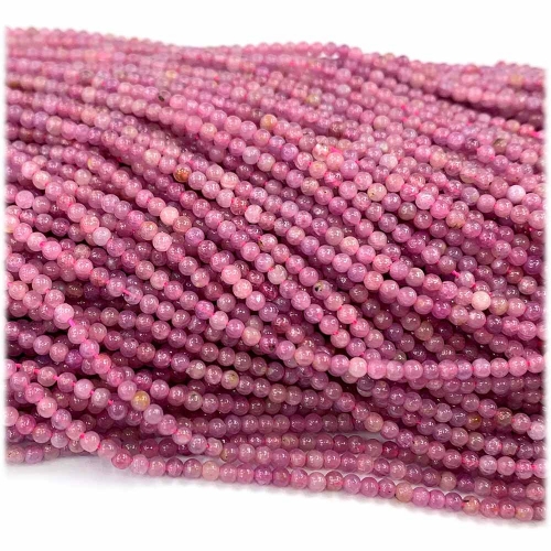 Natural Genuine Pink Ruby Round Jewellery Loose Necklace or bracelet Small Beads 2mm 08296