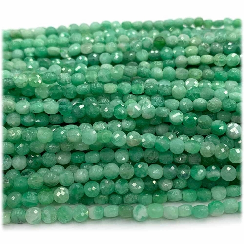 15.5 " Veemake Natural Stone Genuine Gemstone High Quality Green Emerald  Coin Faceted Small Jewelry Necklaces Bracelets Loose Small Beads 08297