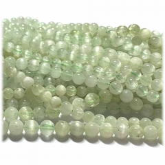 15.5" Veemake Natural Genuine Green Kunzite Spodumene Hiddenite Round Loose Gemstone Jewelry Beads Making Necklaces Bracelets  08299