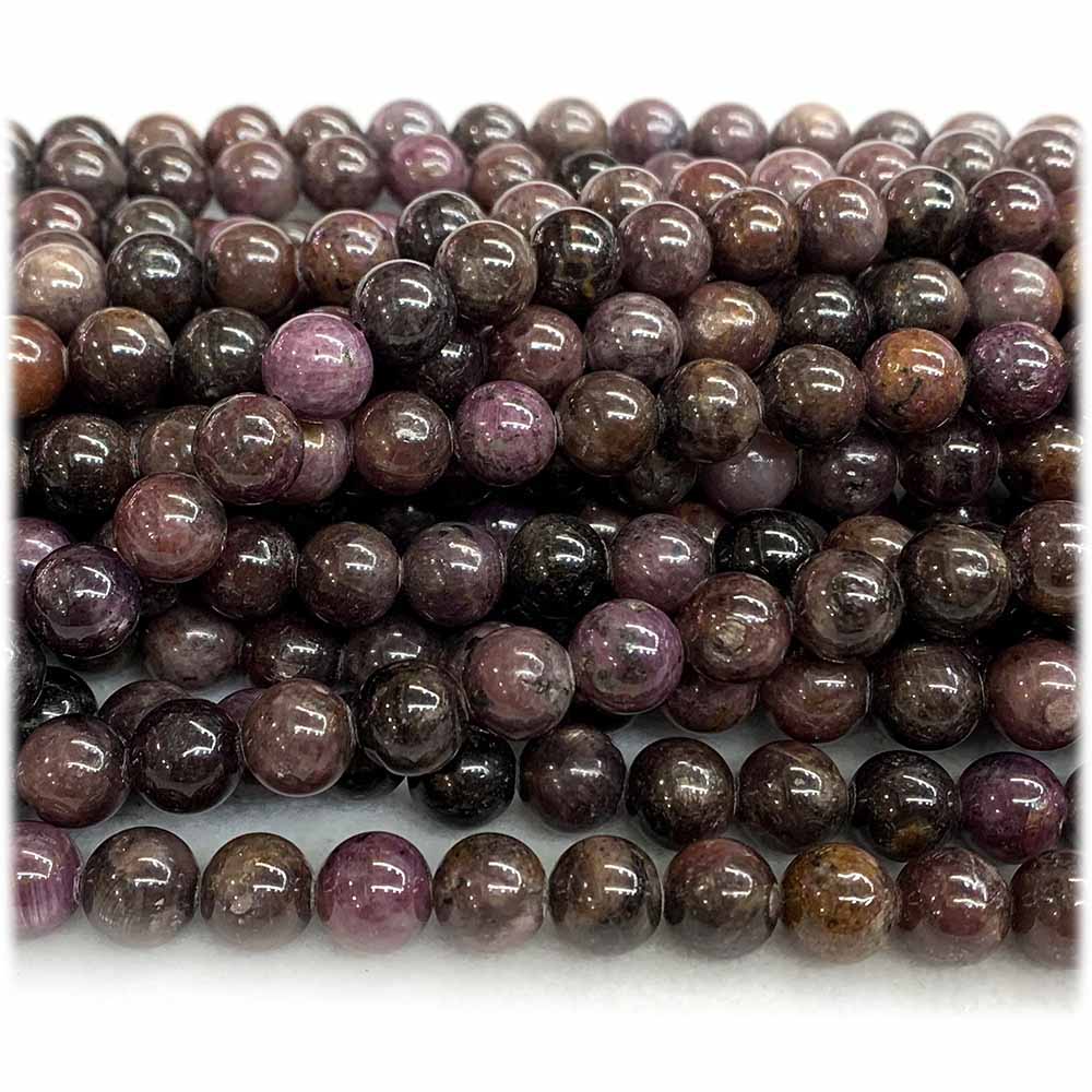 Black red star ruby sapphire round loose gemstone bead strand
